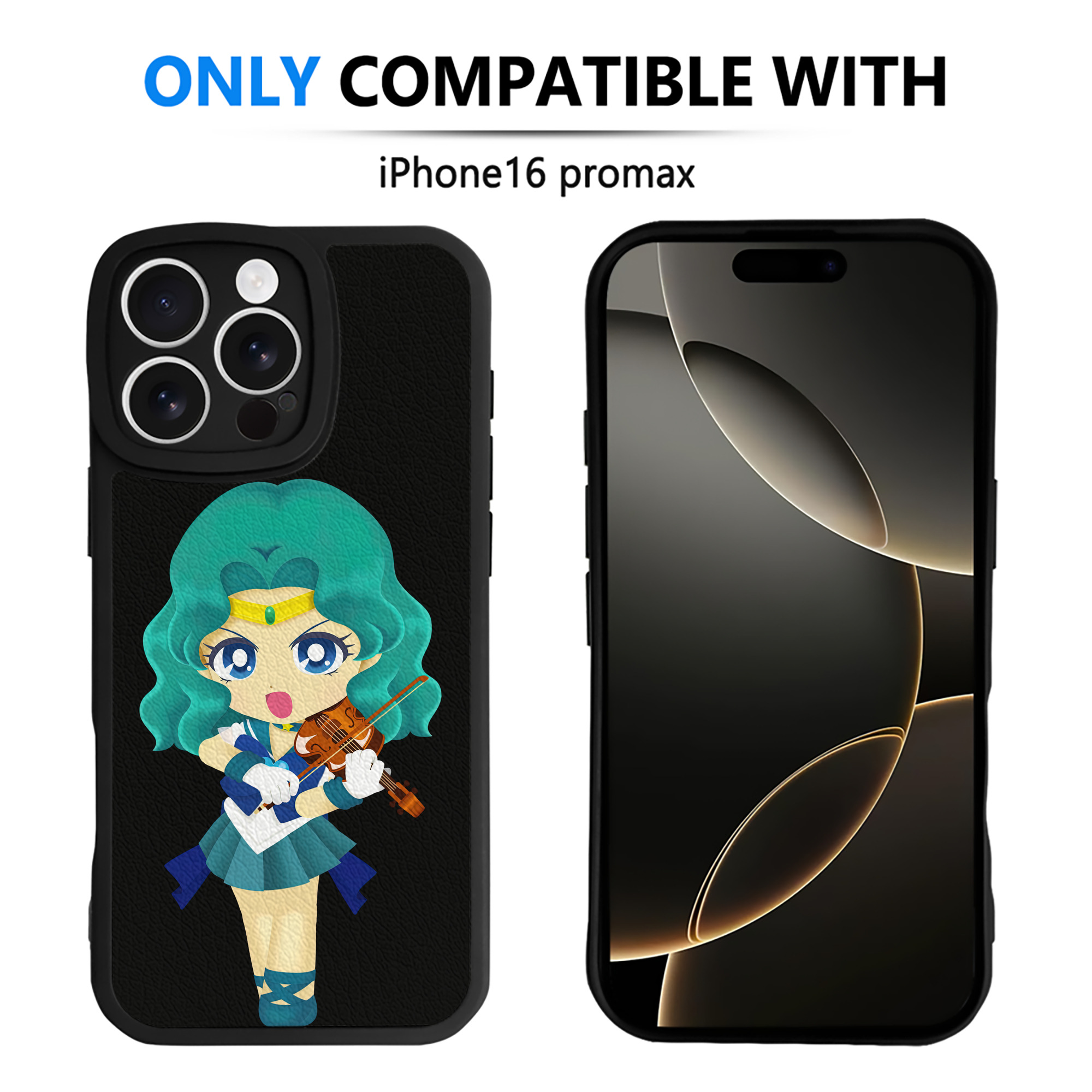 （画像用） 美少女戦士セーラームーン 海王 みちる（かいおう みちる） Sailor Moon Kaiou Michiru 【iPhone 16シリーズ対応】シリコンスマホケース（レザー調） 材質：シリコン